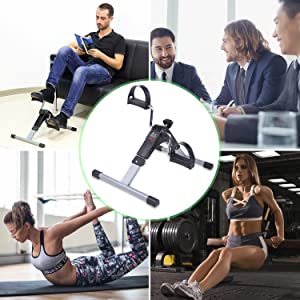 Mini Cycle Pedal Exerciser with Adjustable Resistance and Digital Display - for Light Leg and Arm Exercise and Physiotherapy at Home