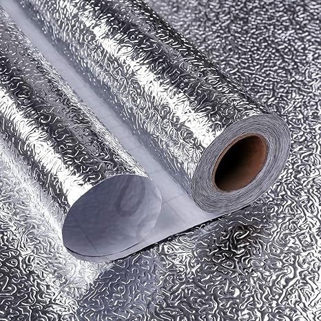 Silver Karkari Sticker Wallpaper Waterproof Oil Resistant for Kitchen