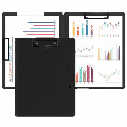 Top & Side Clip File Cover Folder Clipboard, Clip File Folder, 360 Degree Flip Writing Pad, PP File Clipboard for A4 and Letter Size Business, Office, School Papers