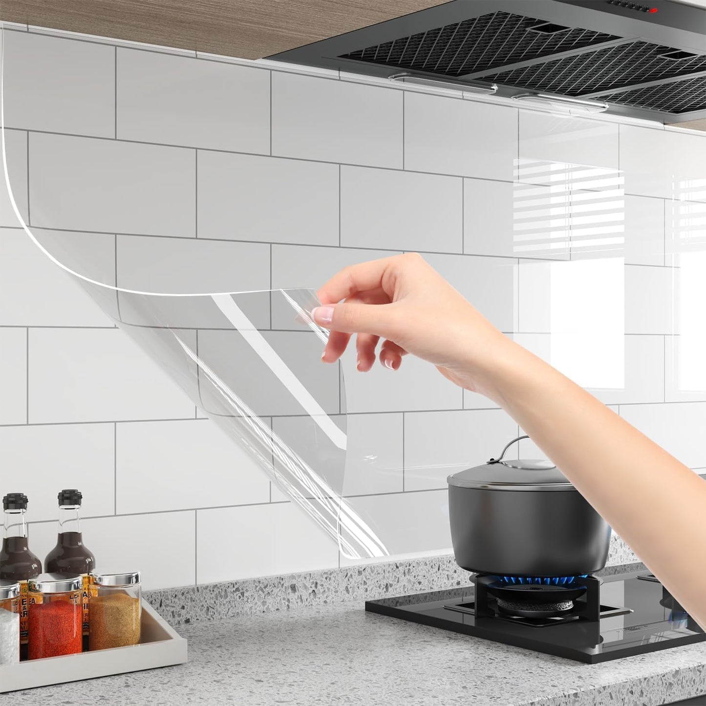 Transparent Sticker Wallpaper Waterproof Oil Resistant for Kitchen