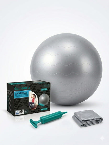 Gym Ball Anti-Burst Rubber with Free Foot Pump,Round Shape Swiss Ball, Exercise,Workout,Yoga,Pregnancy,Birthing,Balance-Stability Delivery Training,Fitness ( Grey-65 cm)