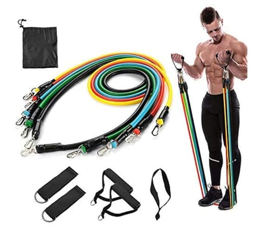 Resistance Tube Exercise Kit Set of 11 with Handles,Ankle Strap and Bag,Set of 5 Resistance Tubes for Exercise,Stretching and Workout Toning for Men,Women