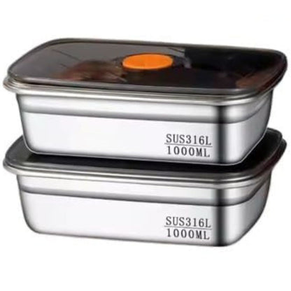 1000 ML Fridge Storage Box Stainless Steel Tray Plate Container with Airtight Lids,Leakproof Kitchen Organizer,Freezer Safe