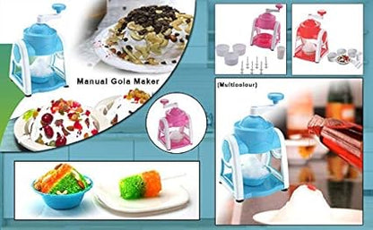Ice Gola Maker Machine Manual ice Gola Slush Maker Machine with Sharp Blades Ice Crusher Snow Grinder Crusher 3 Bowl Baraf ka gola banane wali machine 1 Glass, 6 Sticks and 1 Dish