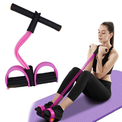 Multifunction Tension Rope, 4-Tube Elastic Yoga Pedal Puller Resistance Band, Natural Latex Tension Rope Fitness, for Abdomen/Waist/Arm/Leg Stretching Slimming Training (Pink)