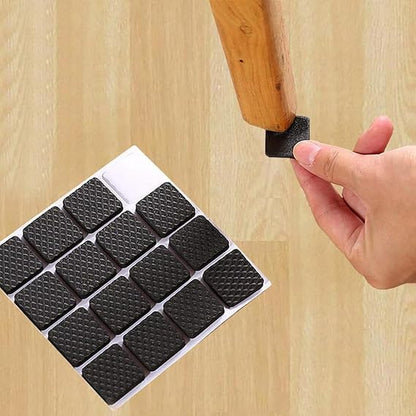 15 Square Pieces, Non-Slip Furniture Pads, Black, Chair Leg Floor Protectors, Self-Adhesive Grippers, Hardwood Floors