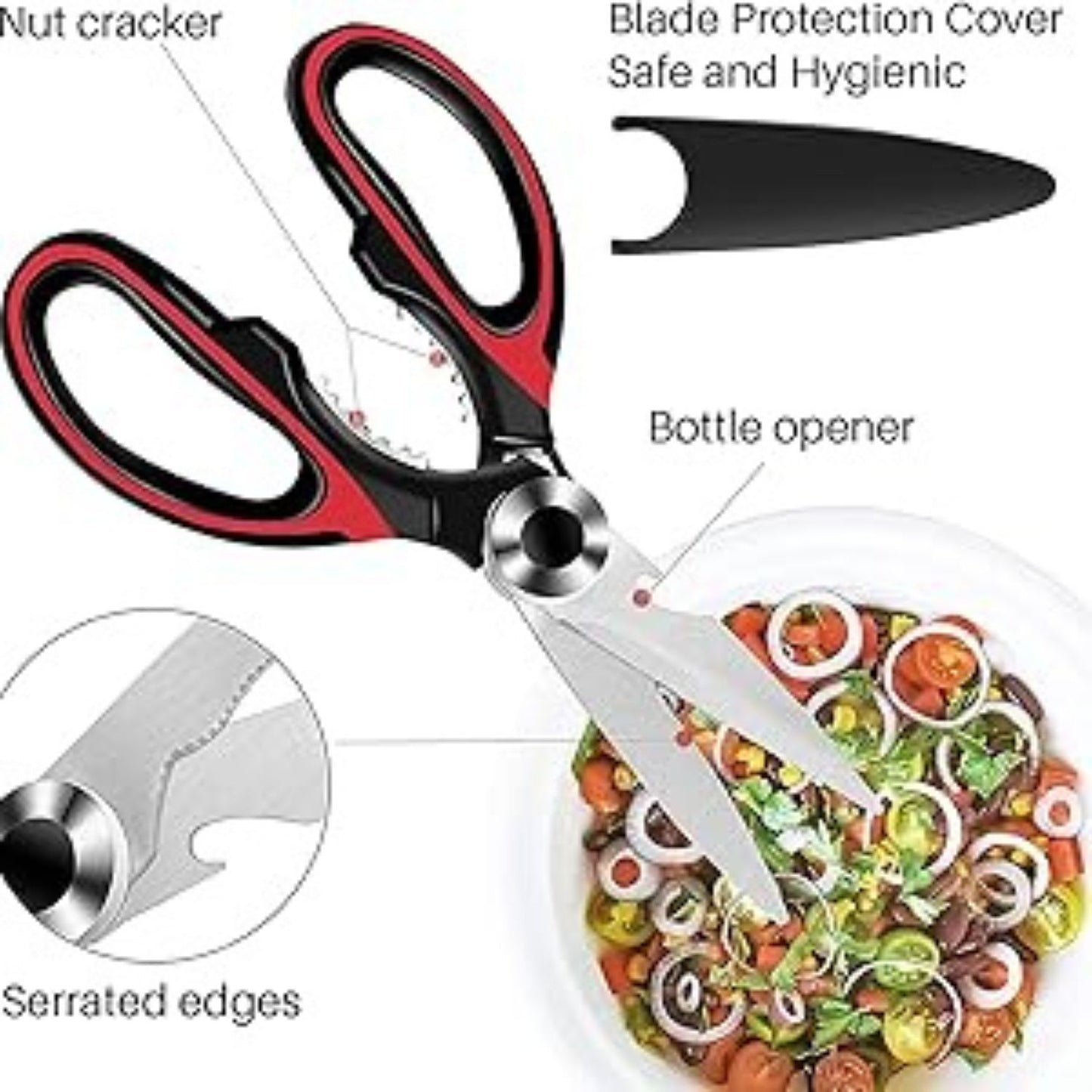 Stainless Steel Multi-Function Scissors, General Use ,Heavy Duty Kitchen for Food,Chicken,Poultry, Fish,Pizza,Herbs