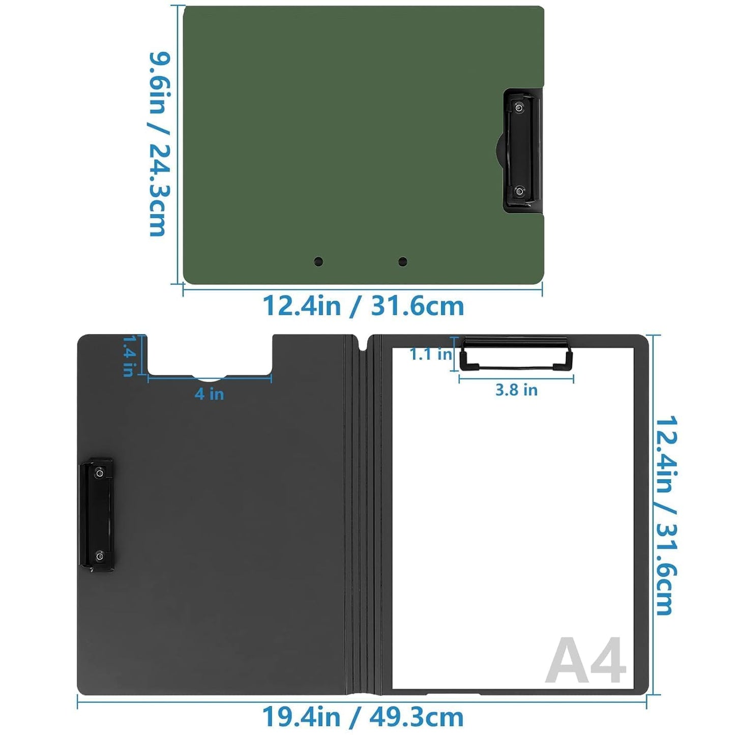 Top & Side Clip File Cover Folder Clipboard, Clip File Folder, 360 Degree Flip Writing Pad, PP File Clipboard for A4 and Letter Size Business, Office, School Papers