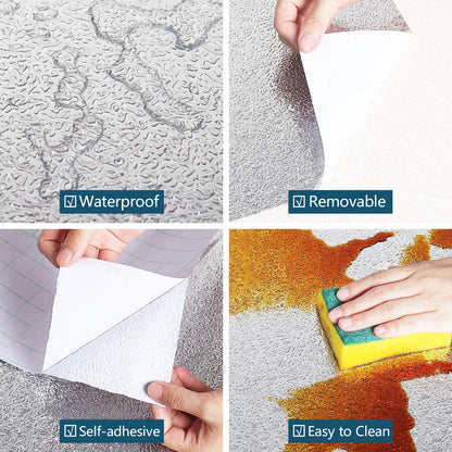 Silver Karkari Sticker Wallpaper Waterproof Oil Resistant for Kitchen