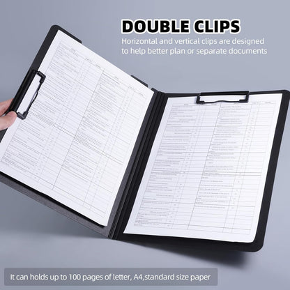 Top & Side Clip File Cover Folder Clipboard, Clip File Folder, 360 Degree Flip Writing Pad, PP File Clipboard for A4 and Letter Size Business, Office, School Papers