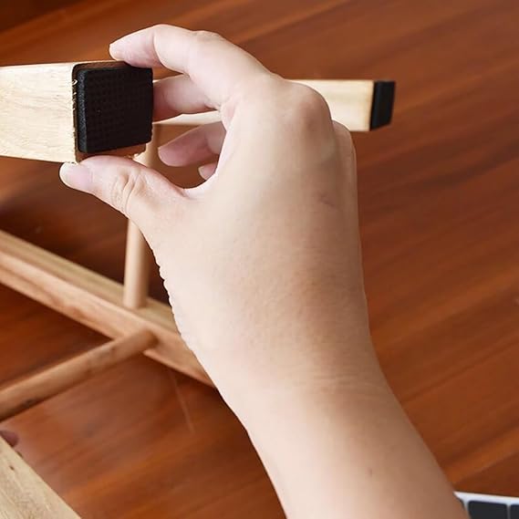 15 Square Pieces, Non-Slip Furniture Pads, Black, Chair Leg Floor Protectors, Self-Adhesive Grippers, Hardwood Floors