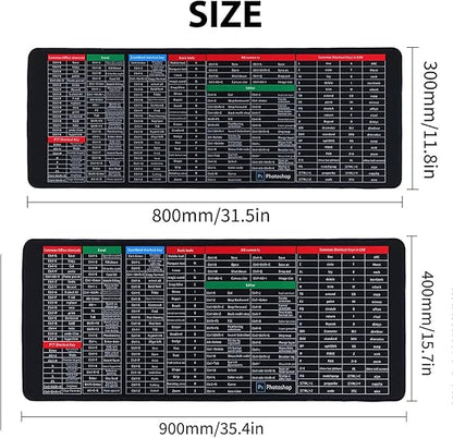 Large Extended Gaming Mouse Pad with Word Excel Office Software Excel Shortcuts PPT Windows,Stitched Edges Non-Slip Waterproof Rubber Base Mouse Pad for Office Desk Pad(27.5X11.8 in)