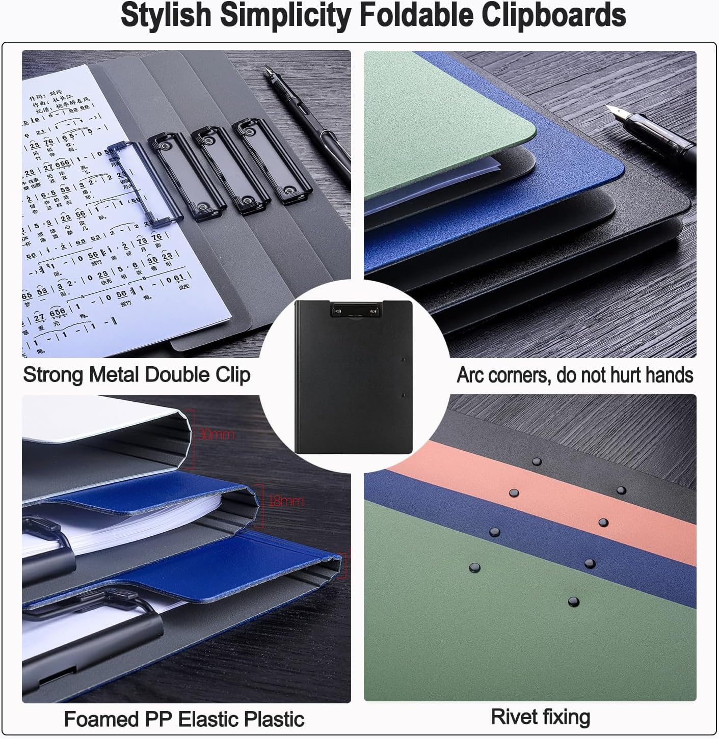Top & Side Clip File Cover Folder Clipboard, Clip File Folder, 360 Degree Flip Writing Pad, PP File Clipboard for A4 and Letter Size Business, Office, School Papers
