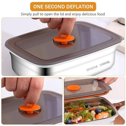 1000 ML Fridge Storage Box Stainless Steel Tray Plate Container with Airtight Lids,Leakproof Kitchen Organizer,Freezer Safe