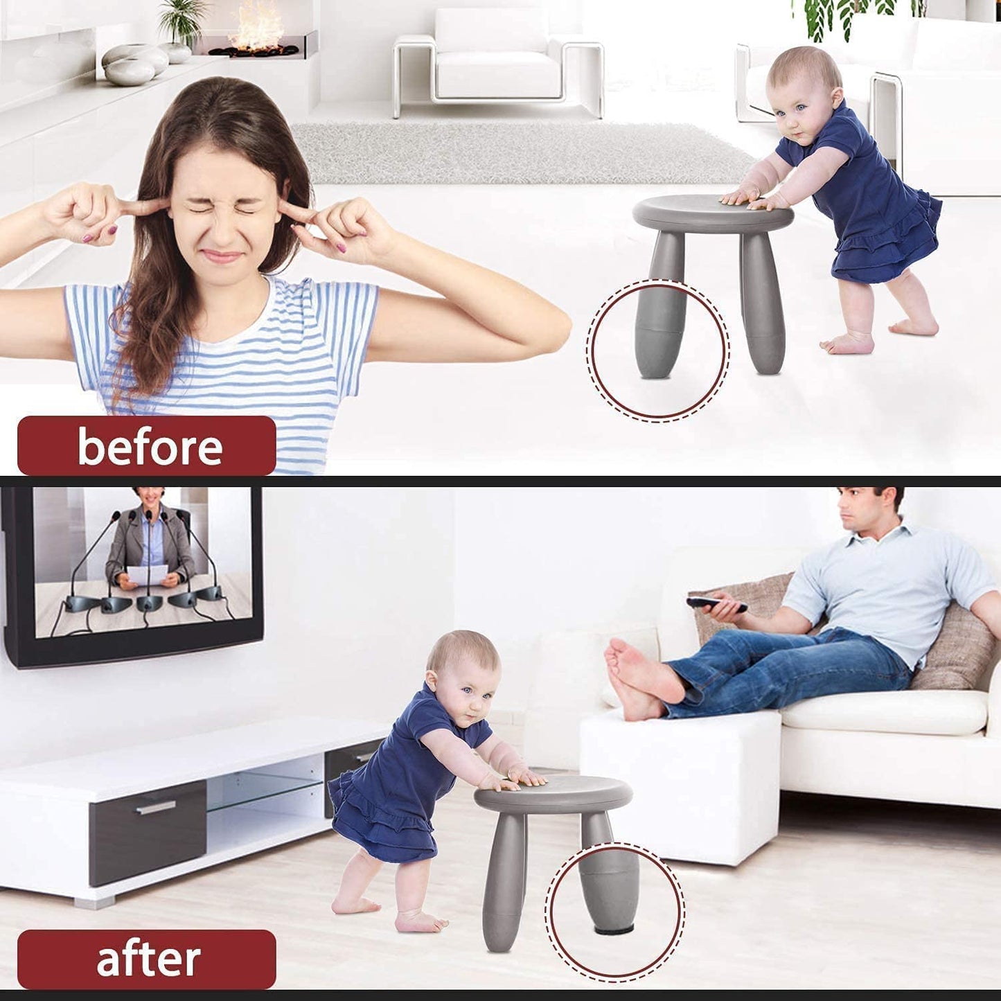 15 Square Pieces, Non-Slip Furniture Pads, Black, Chair Leg Floor Protectors, Self-Adhesive Grippers, Hardwood Floors