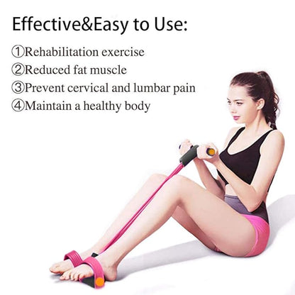 Multifunction Tension Rope, 4-Tube Elastic Yoga Pedal Puller Resistance Band, Natural Latex Tension Rope Fitness, for Abdomen/Waist/Arm/Leg Stretching Slimming Training (Pink)