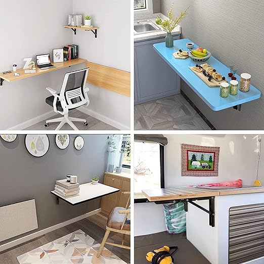Folding Shelf Brackets, Heavy Duty Shelf Brackets Collapsible L Shelf Brackets, DIY Wall Mounted Folding Table Hinge, Space Saving for Bench Table with Screws
