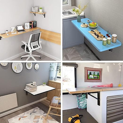 Folding Shelf Brackets, Heavy Duty Shelf Brackets Collapsible L Shelf Brackets, DIY Wall Mounted Folding Table Hinge, Space Saving for Bench Table with Screws