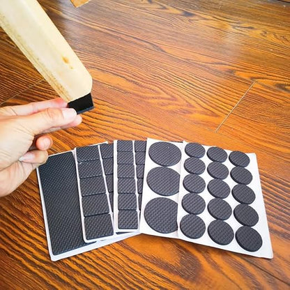 15 Square Pieces, Non-Slip Furniture Pads, Black, Chair Leg Floor Protectors, Self-Adhesive Grippers, Hardwood Floors