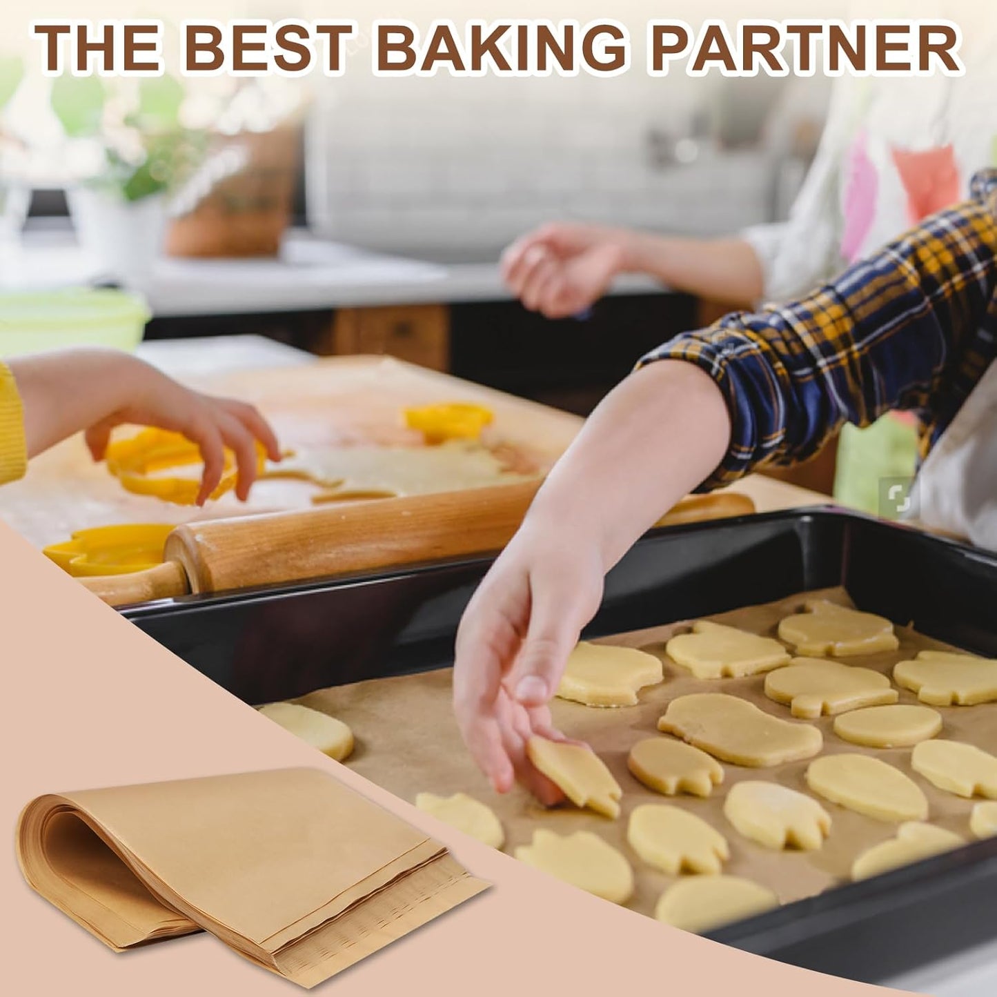 1-KG= 500 Pcs Heavy Duty Unbleached Parchment Paper, Parchment Paper Sheets for Baking Cookies, Cooking, Air Fryer, Grilling Rack, Oven12X12 Inch