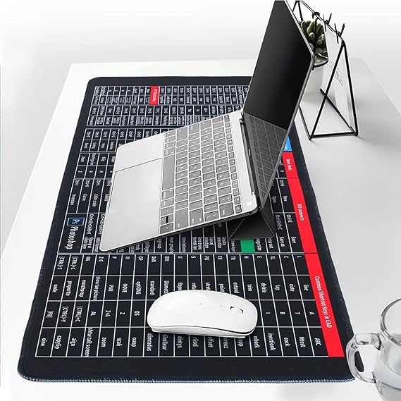 Large Extended Gaming Mouse Pad with Word Excel Office Software Excel Shortcuts PPT Windows,Stitched Edges Non-Slip Waterproof Rubber Base Mouse Pad for Office Desk Pad(27.5X11.8 in)