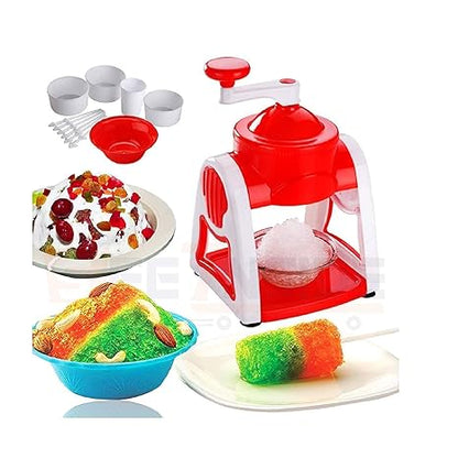 Ice Gola Maker Machine Manual ice Gola Slush Maker Machine with Sharp Blades Ice Crusher Snow Grinder Crusher 3 Bowl Baraf ka gola banane wali machine 1 Glass, 6 Sticks and 1 Dish