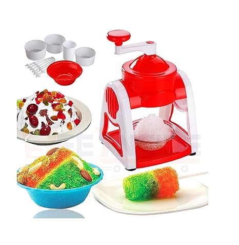 Ice Gola Maker Machine Manual ice Gola Slush Maker Machine with Sharp Blades Ice Crusher Snow Grinder Crusher 3 Bowl Baraf ka gola banane wali machine 1 Glass, 6 Sticks and 1 Dish