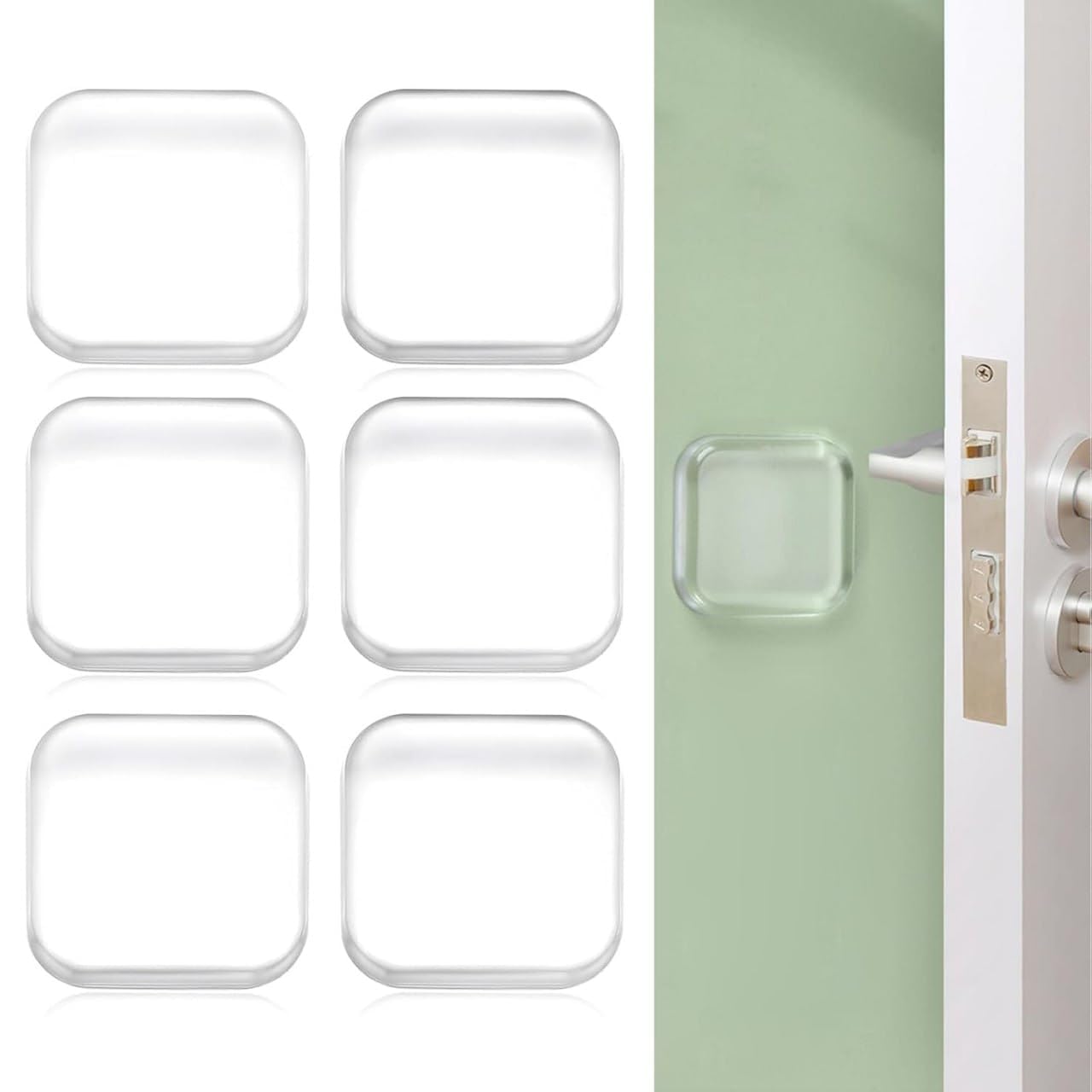 6-PC Square Door Bumper Stopper Wall Protector Self Adhesive Handle Knob Shield Bumper Guard,Prevents,Damage,Cabinet,Handle,Bed
