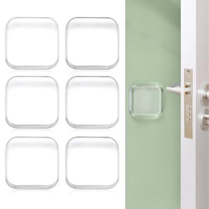 6-PC Square Door Bumper Stopper Wall Protector Self Adhesive Handle Knob Shield Bumper Guard,Prevents,Damage,Cabinet,Handle,Bed