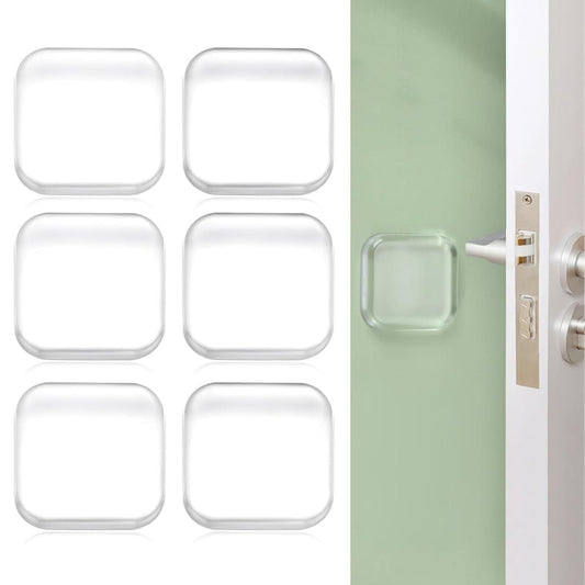 6-PC Square Door Bumper Stopper Wall Protector Self Adhesive Handle Knob Shield Bumper Guard,Prevents,Damage,Cabinet,Handle,Bed