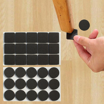 15 Square Pieces, Non-Slip Furniture Pads, Black, Chair Leg Floor Protectors, Self-Adhesive Grippers, Hardwood Floors