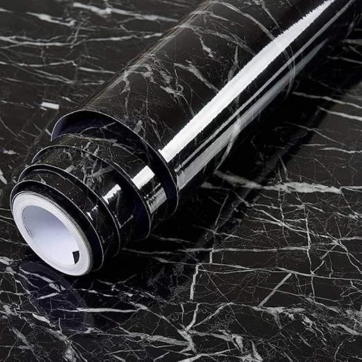 Black Marble Sticker Wallpaper Waterproof Oil Resistant for Kitchen