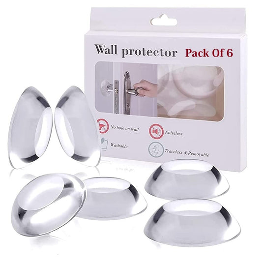 6-PC Round Door Bumper Stopper Wall Protector Self Adhesive Handle Knob Shield Bumper Guard,Rubber Soft Reusable Rubber Shield Prevents,Damage,Cabinet,Handle,Bed