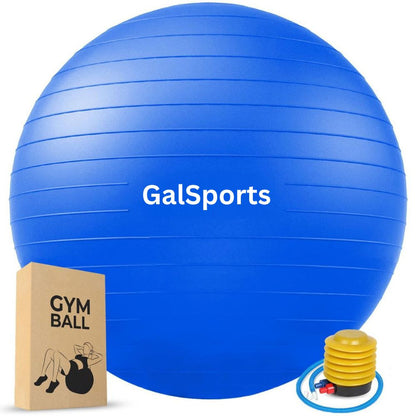 Gym Ball Anti-Burst Rubber with Free Foot Pump,Round Shape Swiss Ball, Exercise,Workout,Yoga,Pregnancy,Birthing,Balance-Stability Delivery Training,Fitness (Blue-65 cm)