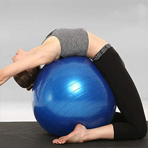 Gym Ball Anti-Burst Rubber with Free Foot Pump,Round Shape Swiss Ball, Exercise,Workout,Yoga,Pregnancy,Birthing,Balance-Stability Delivery Training,Fitness (Blue-65 cm)