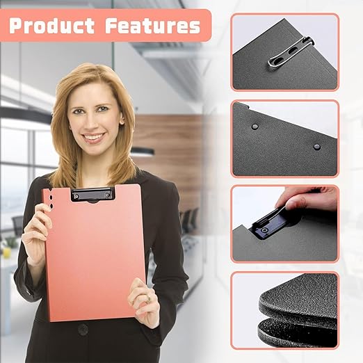 Top Clip File Cover Folder Clipboard, Clip File Folder, 360 Degree Flip Writing Pad, PP File Clipboard for A4 and Letter Size Business, Office, School Papers