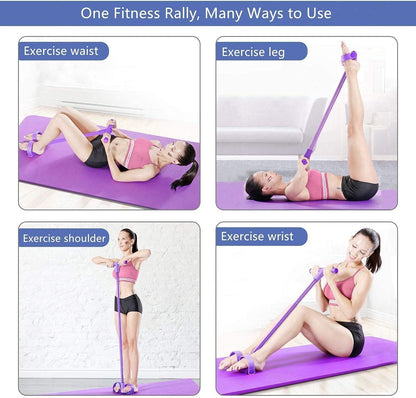 Multifunction Tension Rope, 4-Tube Elastic Yoga Pedal Puller Resistance Band, Natural Latex Tension Rope Fitness, for Abdomen/Waist/Arm/Leg Stretching Slimming Training (Blue)