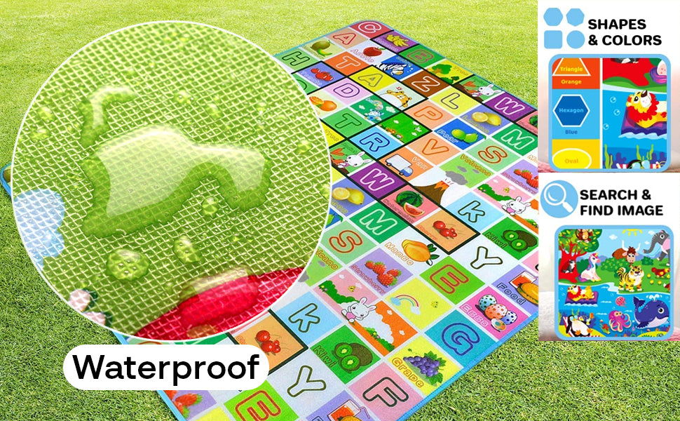Double Sided Water Proof Baby Play Mat Kids Large Size, Baby Carpet, Crawling Baby, Size 6 Feet X 4 Feet