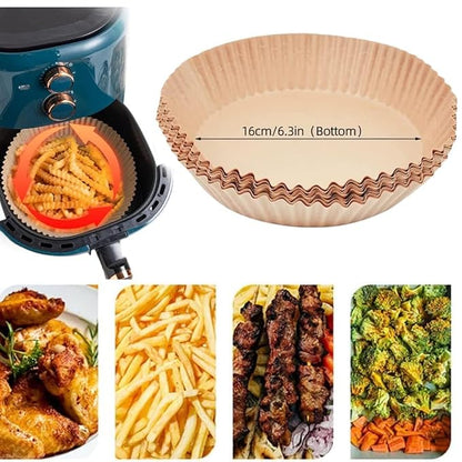 100 PCS Air Fryer Paper Sheets, Disposable Liner Dish for Microwave, Oil-Proof Air Fryer Parchment Paper Dish for Frying, Baking, Cooking, Roasting and Microwave (Round 8 INCH)