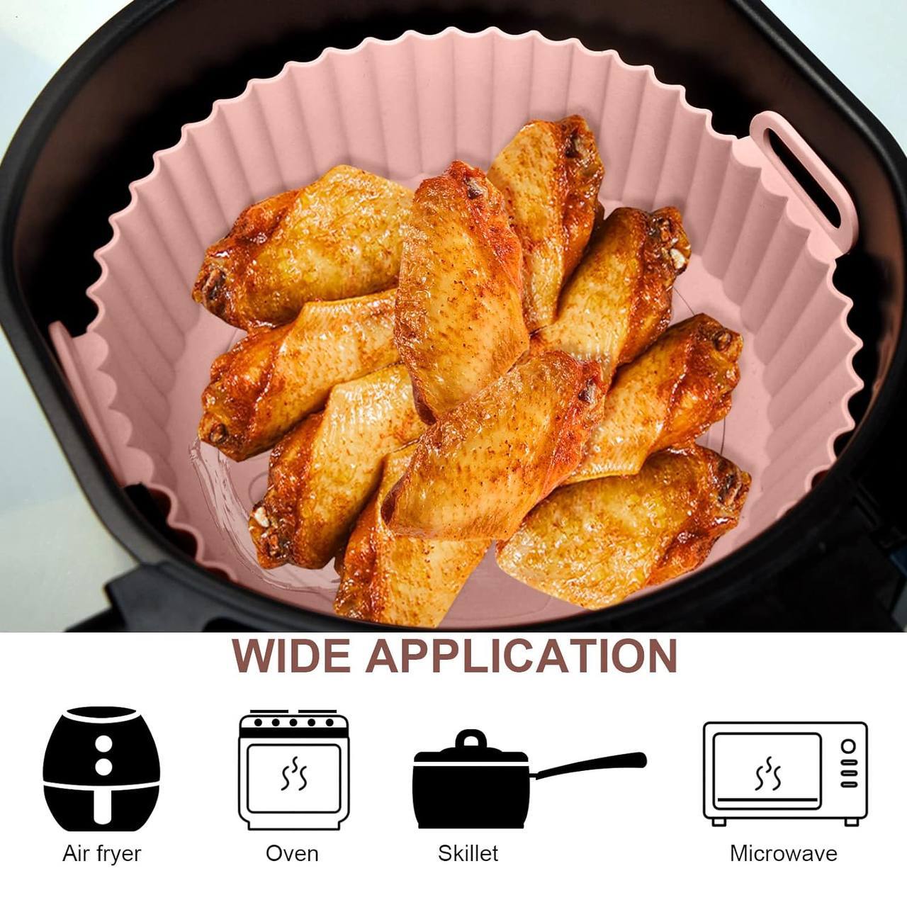 2 PCS Round Air Fryer Silicone Liners Pot Basket Baking Tray with Ear Handles I Nonstick Reusable Heat Resistant I Cooking Oven Insert Accessories - (Multicolor)