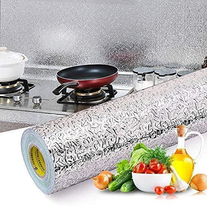 Silver Karkari Sticker Wallpaper Waterproof Oil Resistant for Kitchen
