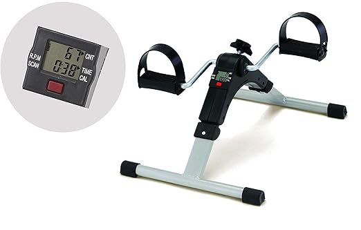 Mini Cycle Pedal Exerciser with Adjustable Resistance and Digital Display - for Light Leg and Arm Exercise and Physiotherapy at Home