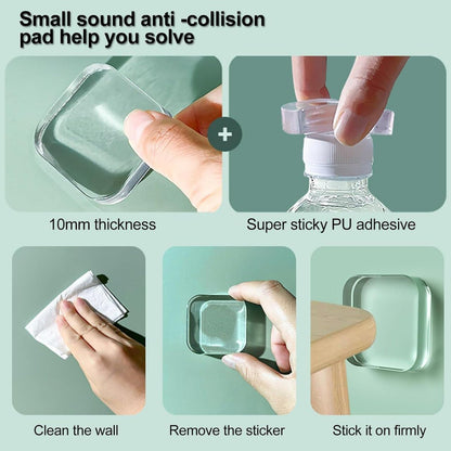 6-PC Square Door Bumper Stopper Wall Protector Self Adhesive Handle Knob Shield Bumper Guard,Prevents,Damage,Cabinet,Handle,Bed