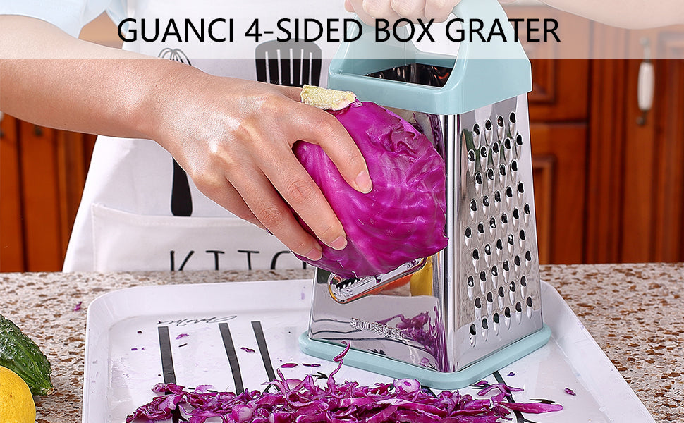 Professional Box Grater,4-Sided Stainless Steel Large 10-inch Grater for Parmesan Cheese, Ginger, Vegetables,Fruits,Chocolate,Nuts and More