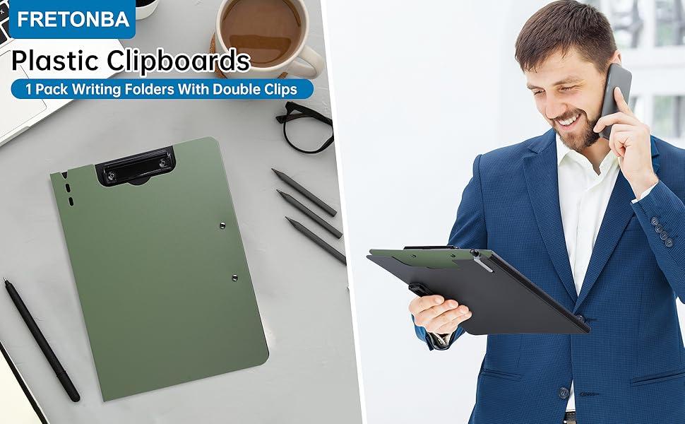 Top Clip File Cover Folder Clipboard, Clip File Folder, 360 Degree Flip Writing Pad, PP File Clipboard for A4 and Letter Size Business, Office, School Papers