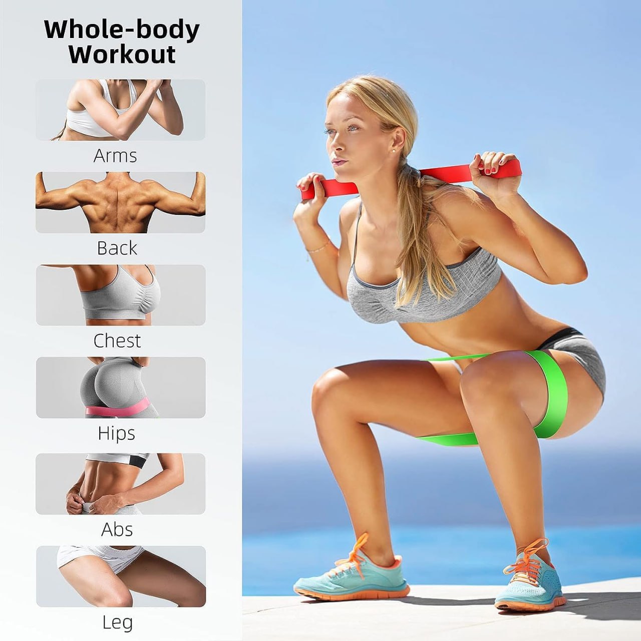 Natural Latex Resistance Mini Hip Loop Exercise Band, Gym Booty Belt, Latex, Thera Band Fitness Skin Friendly Arms-Legs Workouts, Tear Resistant-Anti-Slip, Fitness-Toning