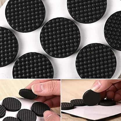 15 Round Pieces, Black, Non-Slip Furniture Pads, Chair Leg Floor Protectors, Self-Adhesive Grippers, Hardwood Floors