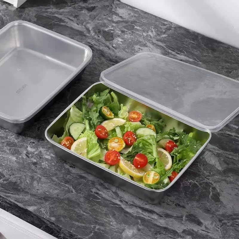 Fridge Storage Box 2000ml 316 Stainless Steel Food Storage Container with Airtight Lids,Leakproof Kitchen Organizer,Freezer Safe