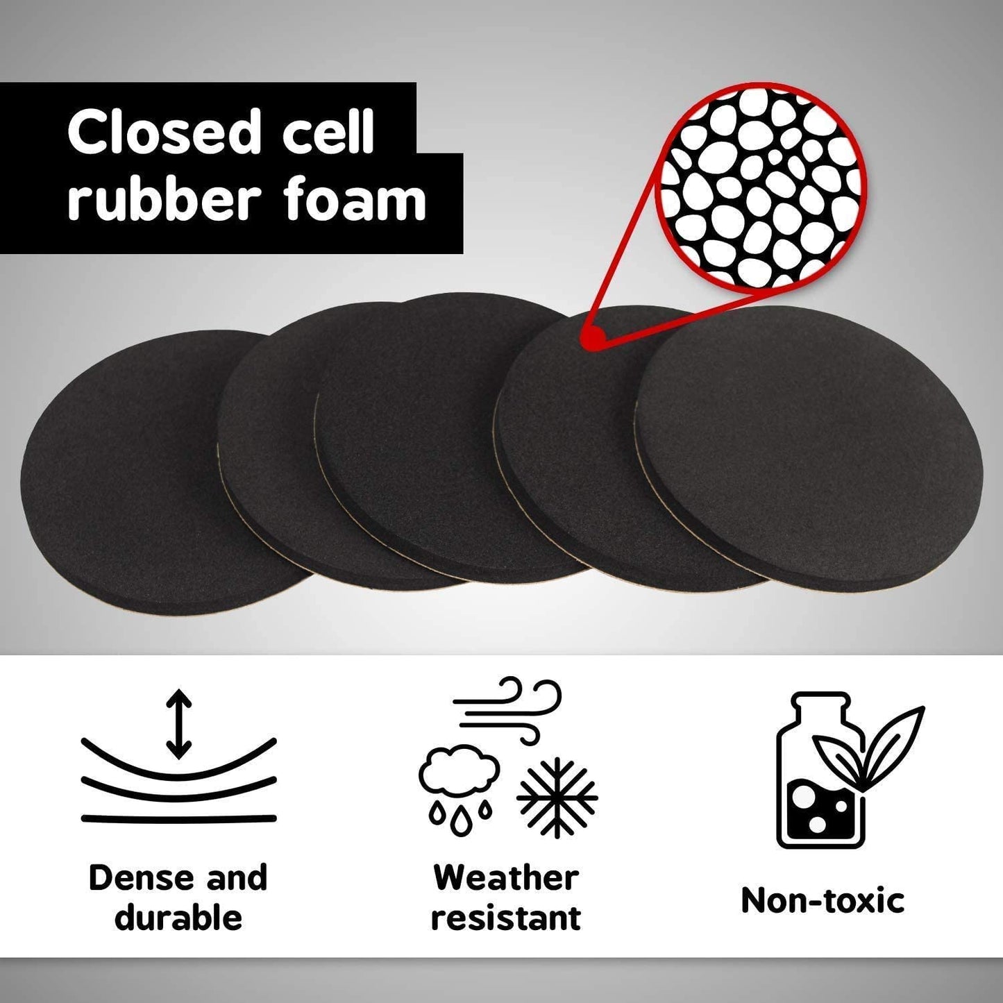 15 Round Pieces, Black, Non-Slip Furniture Pads, Chair Leg Floor Protectors, Self-Adhesive Grippers, Hardwood Floors