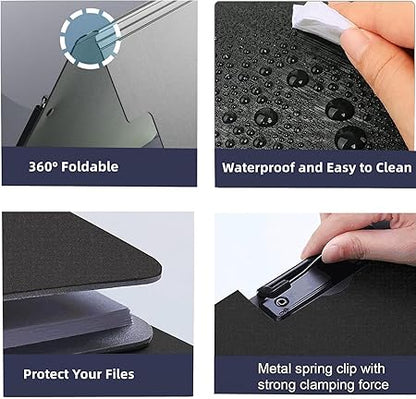 Top Clip File Cover Folder Clipboard, Clip File Folder, 360 Degree Flip Writing Pad, PP File Clipboard for A4 and Letter Size Business, Office, School Papers